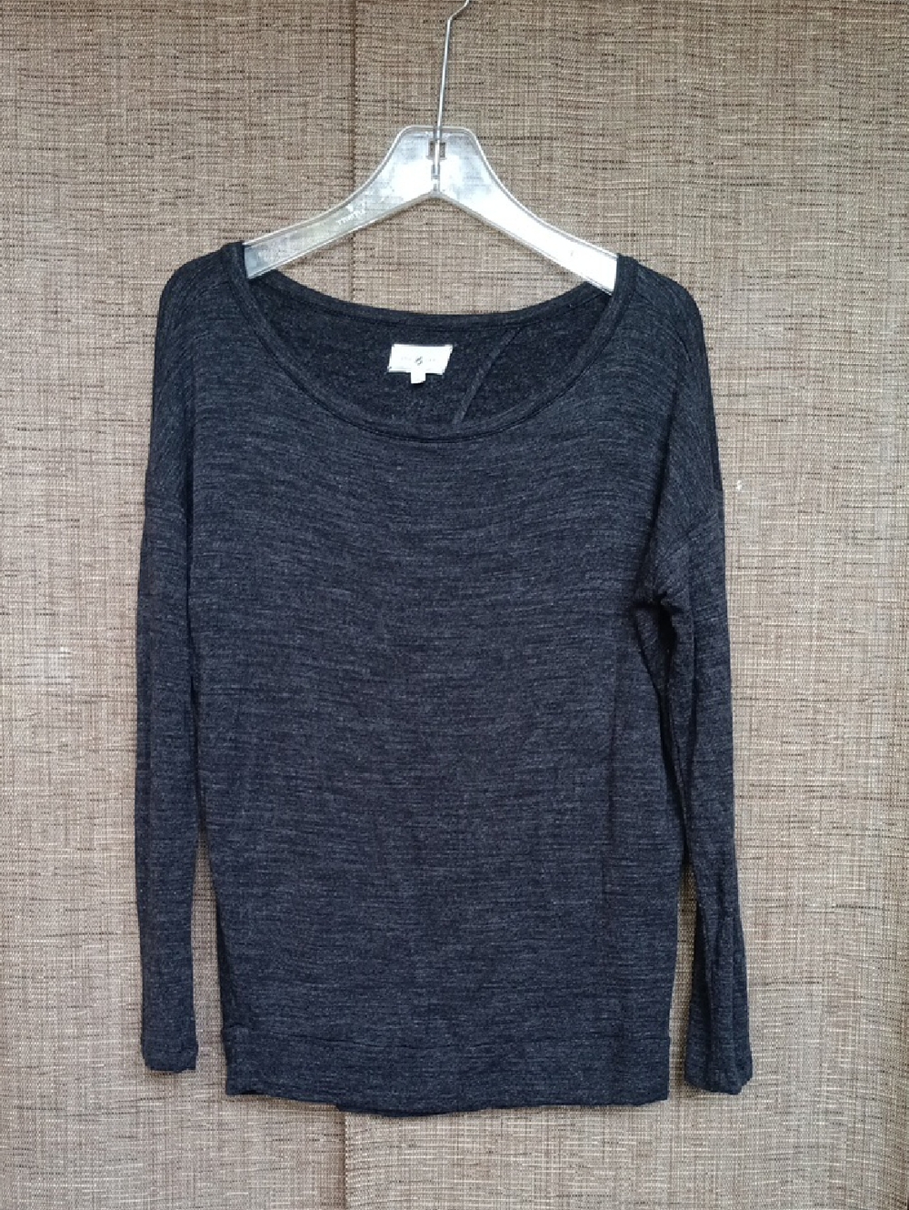 Lou & Grey Charcoal Scoop Neck Long Sleeve Top Slit Back
